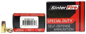 SinterFire Inc SF38075SD Special Duty (SD) 380 ACP 75 gr Lead Free Frangible Hollow Point 20rd Box