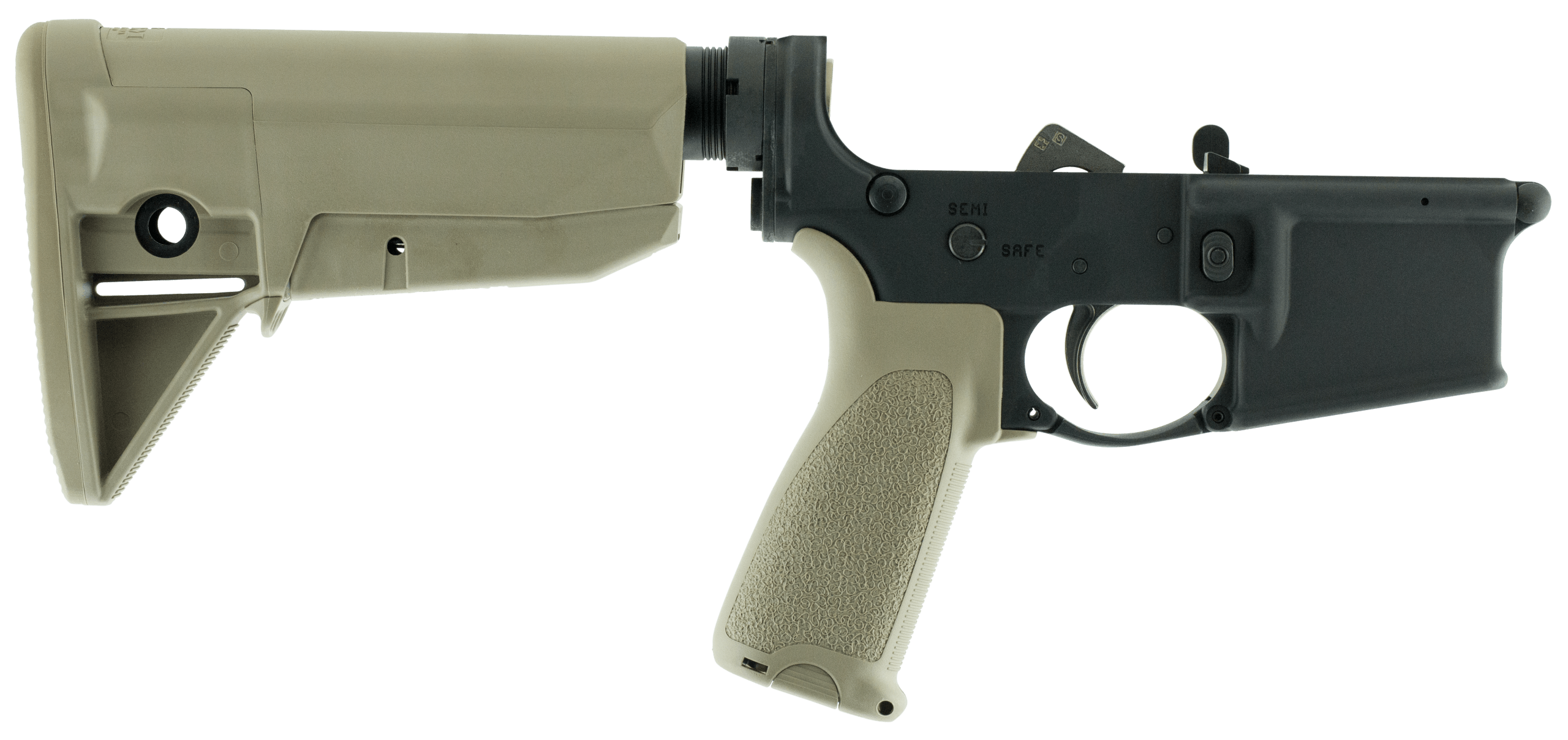 BCM LRGSTKMOD0FDE BCM Lower MOD 0 Multi-Caliber 7075-T6 Aluminum Black Cerakote Synthetic Flat Dark Earth Pistol Grip & Stock for AR-Platform