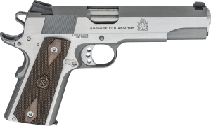 Springfield Armory PX9419S 1911 Garrison 9mm Luger 9+1  5" Stainless Match Grade Steel Barrel  Salt Bluing/Stainless Serrated Steel Slide  Stainless Steel Frame w/Beavertail  Thin-Line Wood Grip  Right Hand
