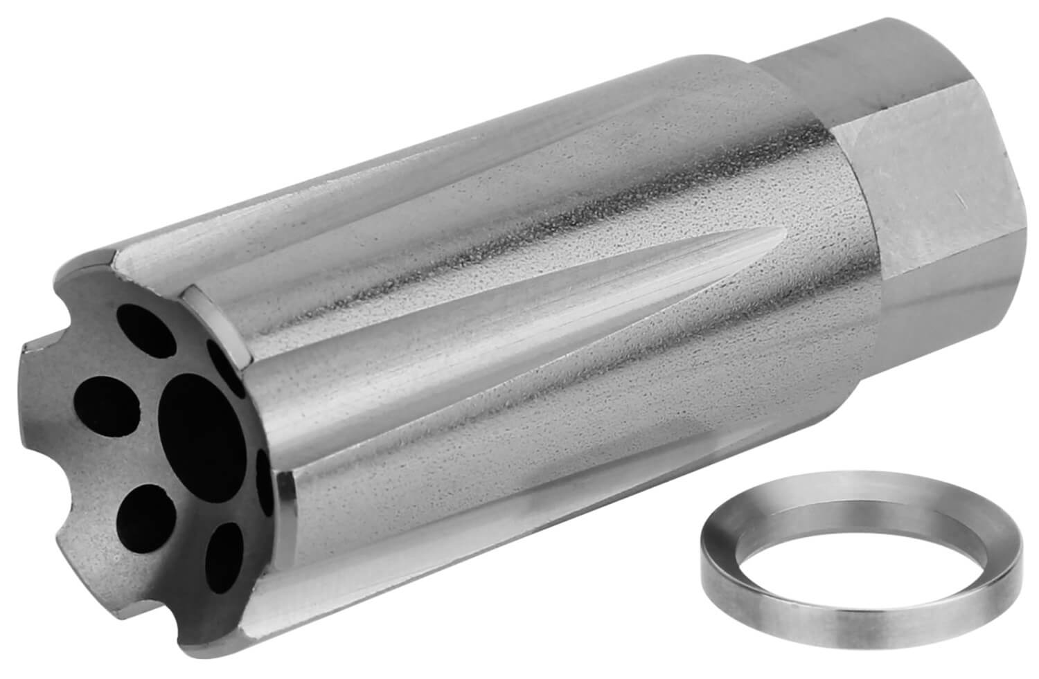 TacFire Linear Compensator Stainless Steel with 5/8-24 tpi Threads 2.26" OAL .875" Diameter for 308 Win" - Image 3