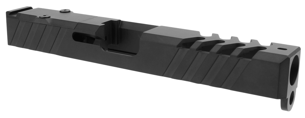 TacFire Replacement Slide 9mm Luger Graphite Black Cerakote Stainless Steel with Optics Cut & Slide Ports for Glock 17 Gen3