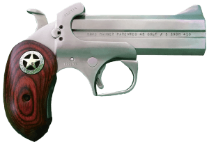 Bond Arms BARR Rustic Ranger 45 Colt (LC) 410 Gauge 2rd Shot 4.25" Matte Stainless Stainless Stainless Steel Frame Rosewood w/Integrated Star Grips