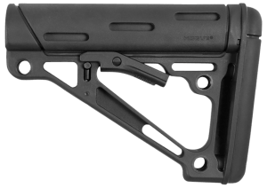 Hogue 15040 OverMolded Collapsible Buttstock made of Synthetic Material with Black Finish & Overmolded Rubber for Mil-Spec AR-15  M16