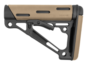 Hogue 15340 OverMolded Collapsible Buttstock made of Synthetic Material with Black Finish & Flat Dark Earth OverMolded Rubber for AR-15  M16  M4 with Mil-Spec Buffer Tube (Tube Not Included)