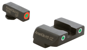 AmeriGlo GL241 Spartan Sight Set for Glock Black | Green with Orange Outline Front Sight Green Tritium with White Outline Rear Sight