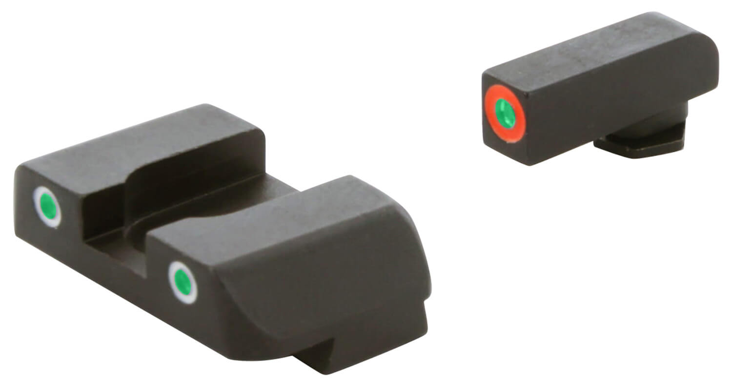 AmeriGlo GL241 Spartan Sight Set for Glock Black | Green with Orange Outline Front Sight Green Tritium with White Outline Rear Sight - Image 3