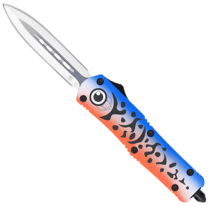 CobraTec Knives MFLBLUFS3DAGNS FS-3 Blue Lure Medium 3" OTF Dagger Plain D2 Steel Blade 4.50" Blue Fishing Lure Aluminum Cerakoted Handle Includes Glass Breaker/Pocket Clip