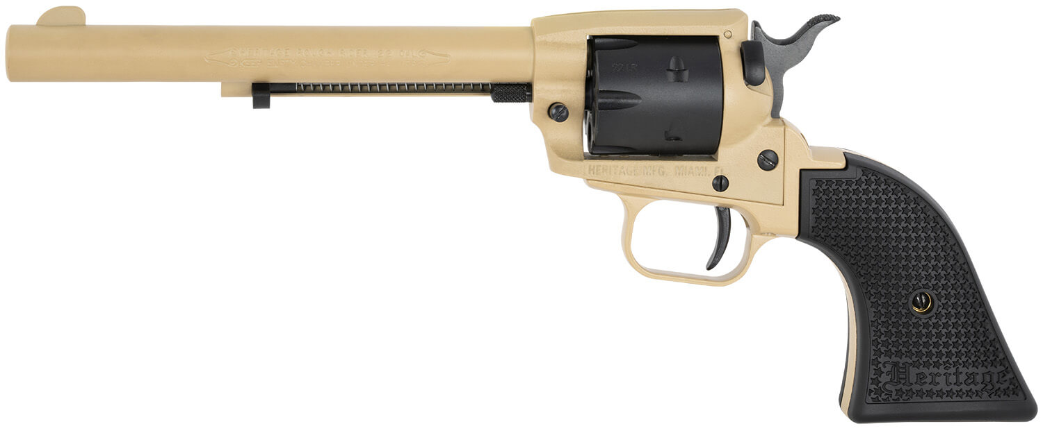 Heritage Mfg SRR22V6 Rough Rider 22 LR 6 Shot 6.50" Sabre Sand Cerakote Steel Barrel & Frame Black Satin Cylinder Black Polymer Grip Hammer/Thumb Safety Exposed Hammer - Image 2