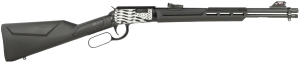 Rossi RL22181SYEN11 Rio Bravo Lever Action 22 LR 15+1 18" Round Barrel Black Polished US Flag Engraved Rec Synthetic Stock Fiber Optic Sights