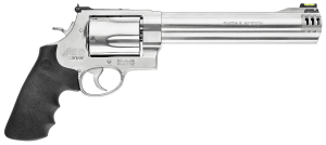 Smith & Wesson 163460 Model 460 XVR Extra Large Frame 460 S&W Mag 5rd 8.38" Satin Stainless Steel w/Interchangeable Compensator Barrel  Satin Stainless Cylinder & Frame  Black Finger Groove Grip  Exposed Hammer