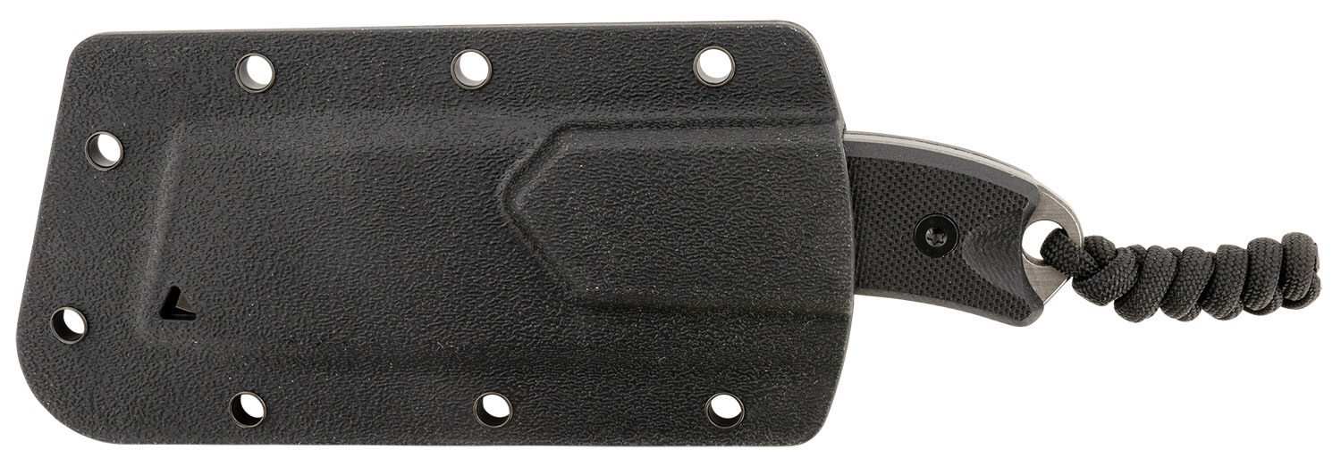 CRKT 4036 Razel Compact 2.32" Fixed Plain/Top Veff Serrations Brushed Stonewashed D2 Steel Blade Black G10 Handle Includes Cord Fob/Sheath - Image 3