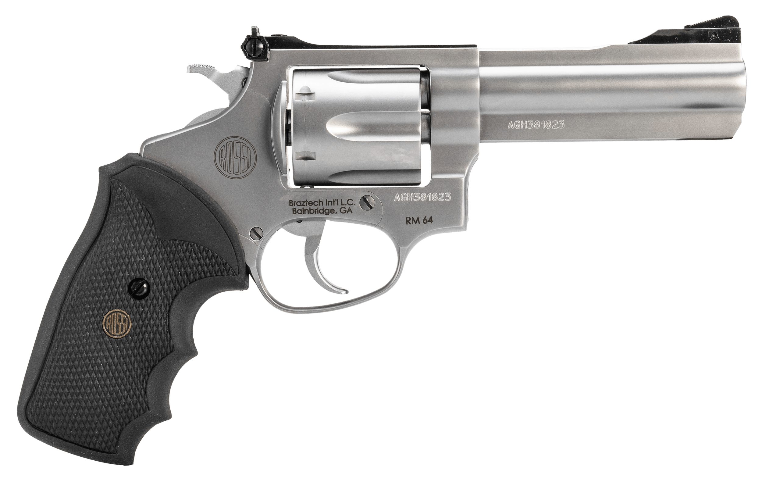 Rossi 2RM649 RM64 357 Mag 6 Shot 4" Matte Stainless Steel Barrel Cylinder & Frame Textured Black Rubber Grip