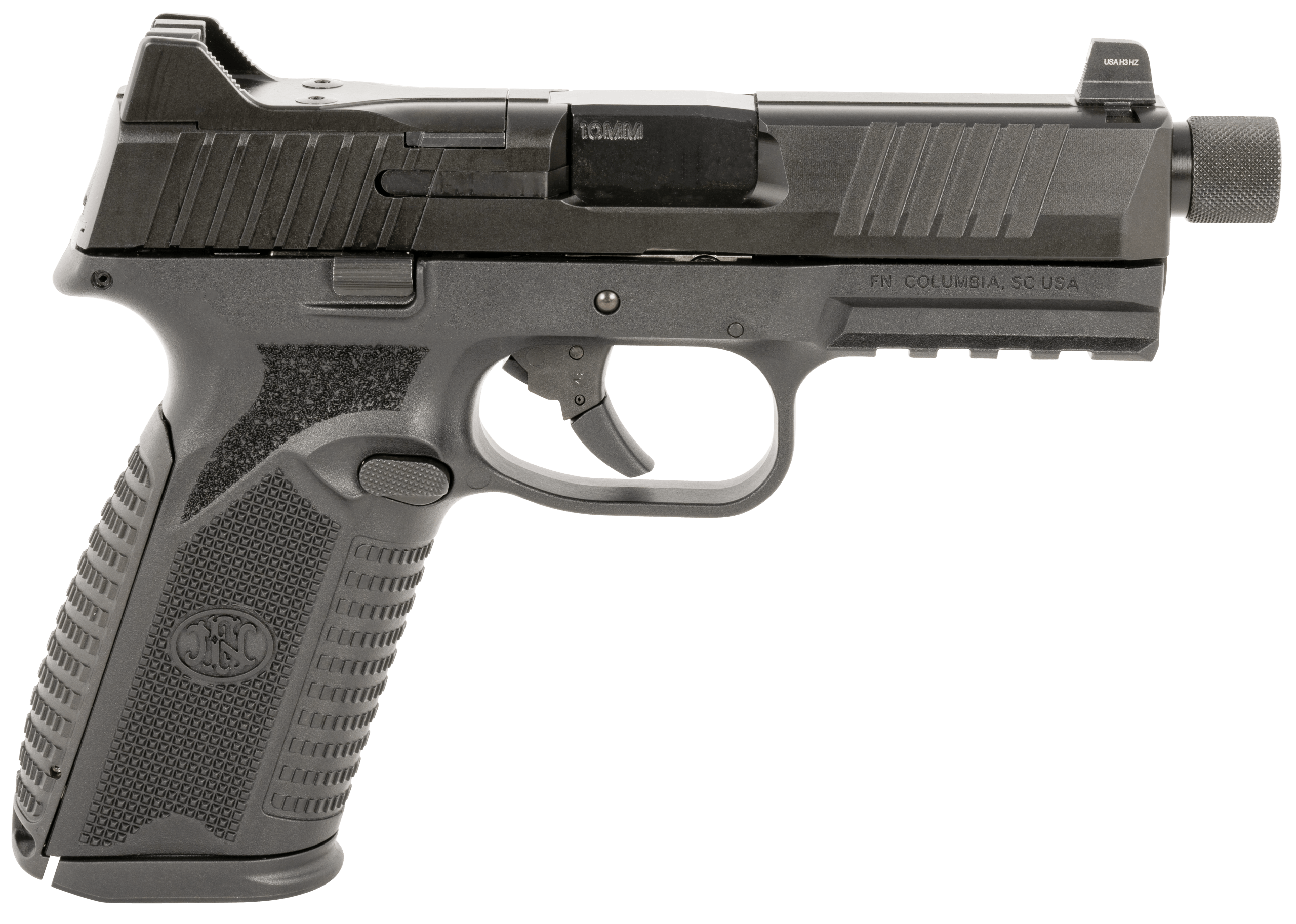 FN 66101375 510 Tactical Full Size Frame 10mm Auto 22+1 4.71" Black Target Crown Steel Barrel Black PVD Optic Cut/Serrated Steel Slide & Polymer Frame w/Picatinny Rail Ambidextrous