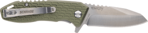 Schrade 1159317 Tenacity Folding Modified Drop Point Part Serrated Satin AUS-10A SS Blade Green Aluminum Handle