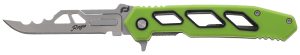 Schrade 1197645 Isolate Enrage 7 2.60" Folding Scalpel Plain Satin 420A Steel Blade 4.25" Green Non-Slip Carbon Fiber Handle Includes Blade Removal Tool/Case/Sheath/
