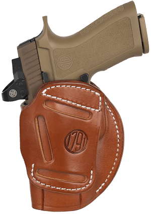 1791 Gunleather 4WH6CBRR 4-Way  IWB/OWB Size 06 Classic Brown Leather Belt Clip Compatible w/ Glock 17/Ruger American Pistol Ambidextrous