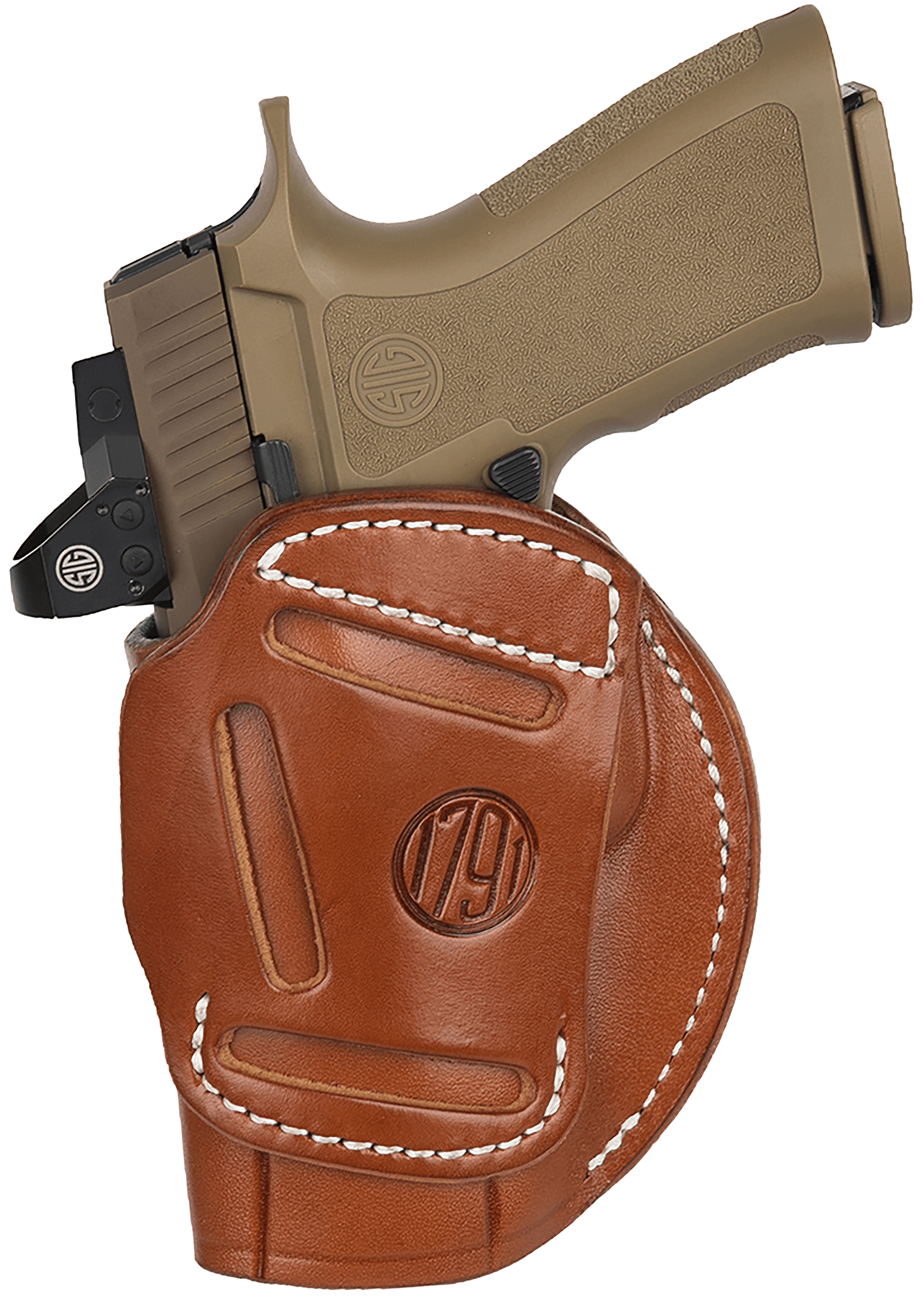 1791 Gunleather 4WH6CBRR 4-Way IWB/OWB Size 06 Classic Brown Leather Belt Clip Compatible w/ Glock 17/Ruger American Pistol Ambidextrous