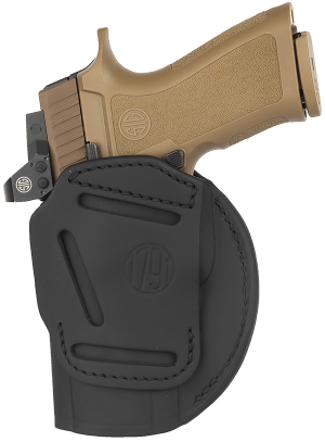 1791 Gunleather 4WH6SBLR 4-Way  IWB/OWB Size 06 Black Leather Belt Clip Compatible w/ Springfield XDM/Glock 20 Ambidextrous