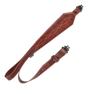 Heritage Cases 8508 Western Scallop  Rifle Sling w/Swivels  Brown Leather  Adjustable Length  28" to 35"  3" Wide