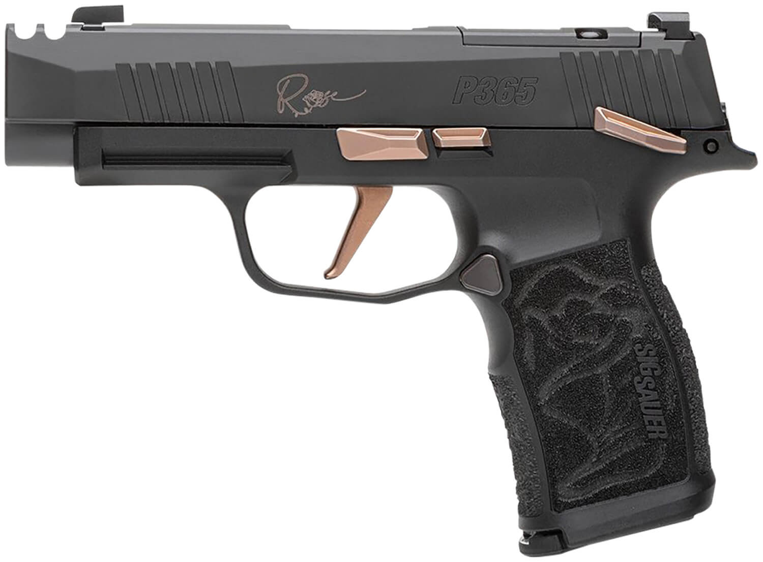Sig Sauer 365XL9ROSEMS P365XL Rose 9mm Luger 12+1 3.10" Black Barrel Black Nitron Integrally Compensated/Optic Ready/Serrated w/"Rose" Engraved Slide Black Steel Frame w/Matte Rose Controls Black Polymer w/Rose Engraved Grips - Image 2