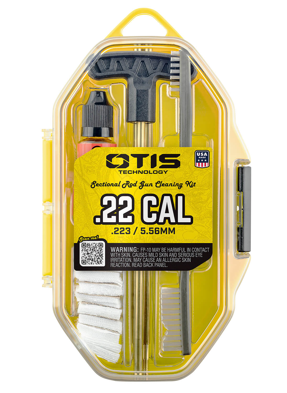 Otis FGSRS22 .22 Cal Cleaning Kit For Rifle & Pistol .22 Cal/.223 Cal/5.56mm Yellow Plastic Box Case - Image 2