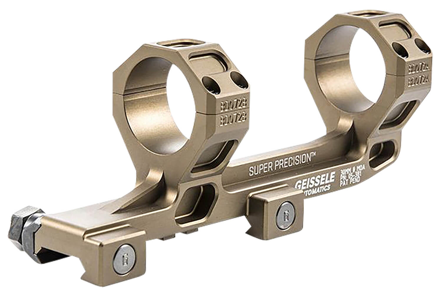 Geissele Automatics AR15 Super Precision Scope Mount/Ring Combo Desert Dirt Color Anodized - Image 2