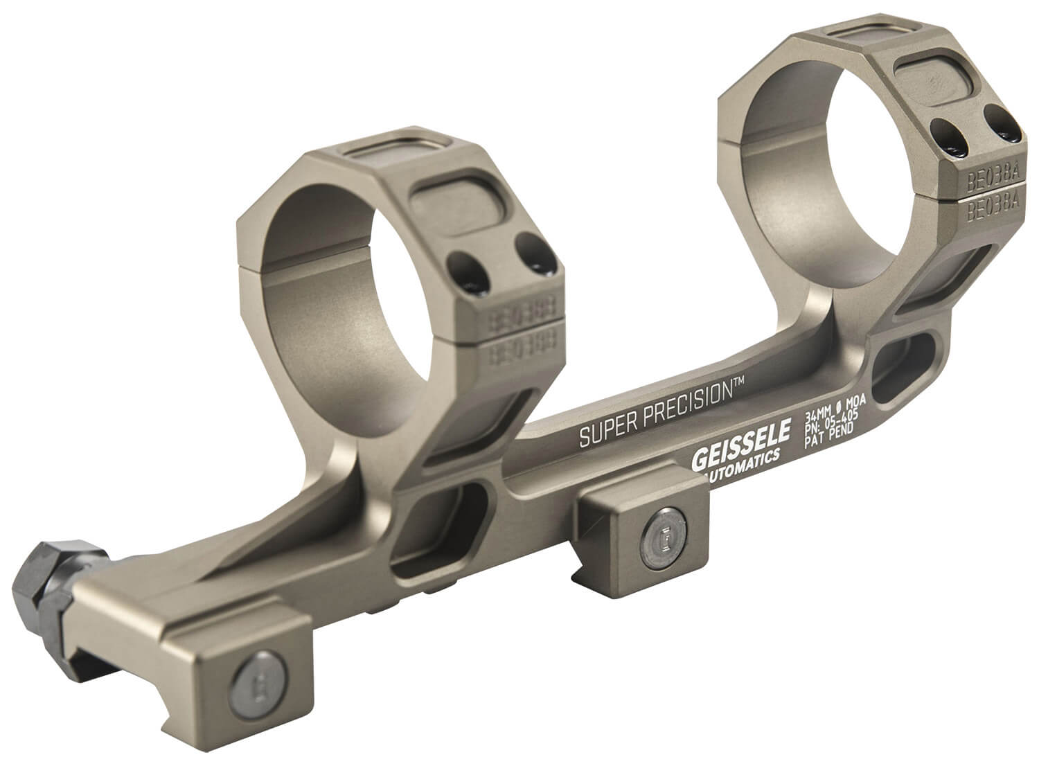 Geissele Automatics AR15 Super Precision Scope Mount/Ring Combo Desert Dirt Color Anodized - Image 2