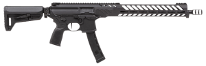 Sig Sauer RMPX16B935 MPX PCC 9mm Luger 35+1 16" Black Slim M-Lok Handgaurd Folding Magpul SL-K Stock Three Chamber Comp Timney Trigger Ambi Controls