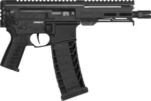 CMMG 94A6867AB Dissent MK4 9mm Luger 33+1 6.50"  Black  Picatinny Brace Adapter  5.50" M-LOK Handguard  Left Side Charging Handle  Zeroed Linear Comp  Zeroed Drop-In Single Stage Trigger