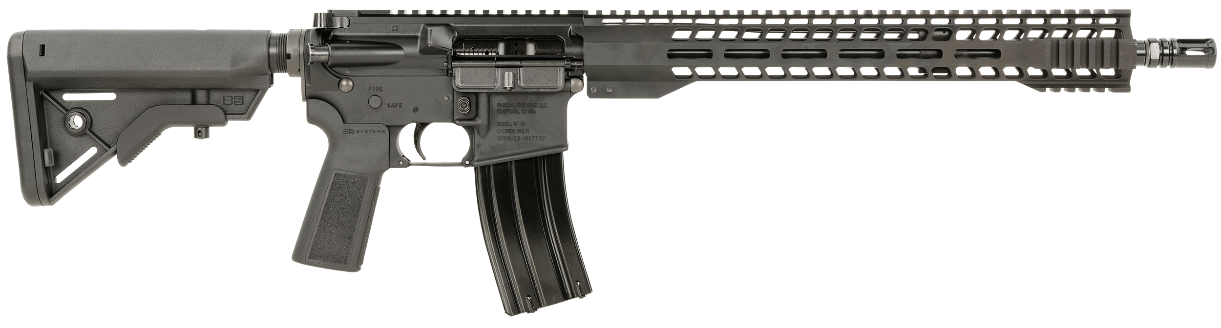 Radical Firearms FR16556SOC15SHR AR-15 MHR 5.56x45mm NATO 30+1 16" CMV Black 15" M-Lok Skinny Hybrid Handguard B5 Systems Bravo Stock & Type 23 P-Grip