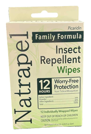 Natrapel 00066095 Repellent Wipes Repels Ticks & Biting Insects Effective Up to 12 hrs 12 Per Box