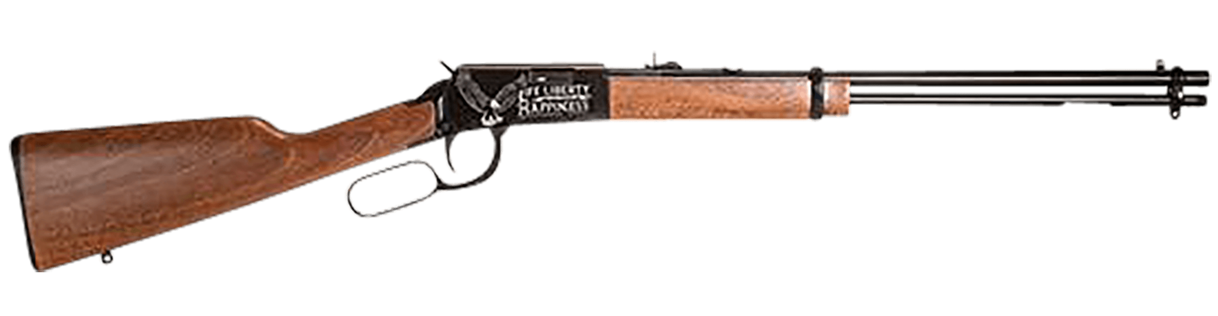 Rossi RL22W201WDEN19 Rio Bravo Full Size Lever Action 22 WMR 12+1 20" Polished Black Steel Barrel Polished Black w/July 4 Eagle Engraving Steel Receiver German Fixed Beechwood Stock Right Hand