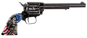 Heritage Mfg RR22B6ECSS Rough Rider Independence Day 22 LR 6 Shot 6.50" Black Oxide Barrel & Frame Black Oxide w/Engraved US Flag Cylinder Custom Designed US Flag w/Soldier Grips