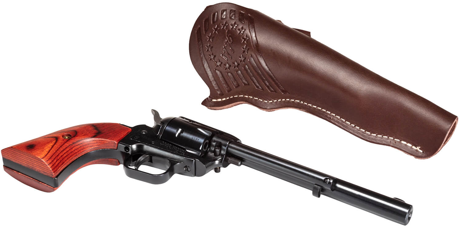 Heritage Mfg RR22B6LHOL Rough Rider 22 LR 6 Shot 6.50" Black Oxide Barrel Frame & Cylinder Cocobolo Grips Features Hunter Debossed Leather Holster - Image 2