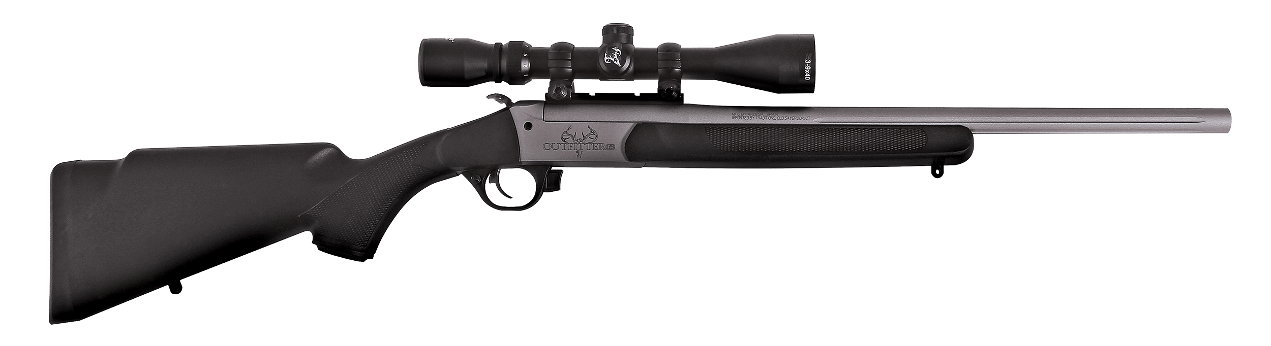 Traditions CR5-351130R Outfitter G3 35 Rem 1rd 22" Stainless Cerakote Barrel/Rec Black Synthetic Furniture 3-9x40mm Scope