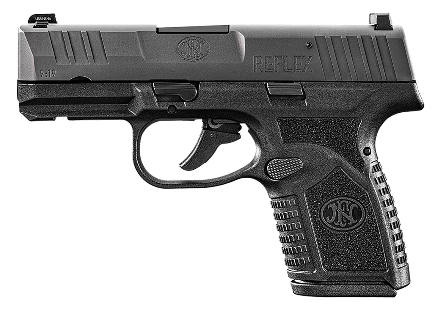 FN 66101412 Reflex Micro-Compact Frame 9mm Luger 10+1 3.30" Black Target Crown Steel Barrel Black PVD Serrated Steel Slide & Polymer Frame w/Picatinny Rail Ambidextrous - Image 2