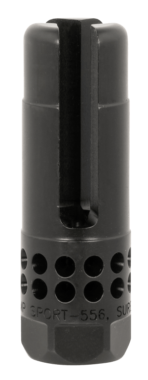 SureFire WARCOMPSPORT5561228 Warcomp Sport Flash Hider 22 Cal (5.56mm) 1/2"-28 tpi Open Tine 3-Prong Ported Black Stainless Steel for AR/M4-Platform