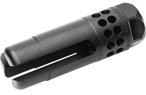 SureFire WARCOMPSPORT7625824 Warcomp Sport Flash Hider 30 Cal (7.62mm NATO) 5/8"-24 tpi  Open Tine 3-Prong  Ported Black Stainless Steel for AR/M4 Platform