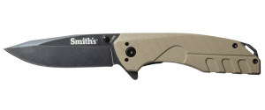 Smiths Products 50995 BattlePlan  3.35" Folding Drop Point Plain Black Stonewashed 400 SS Blade/ Desert Tan G10 Handle Includes Pocket Clip