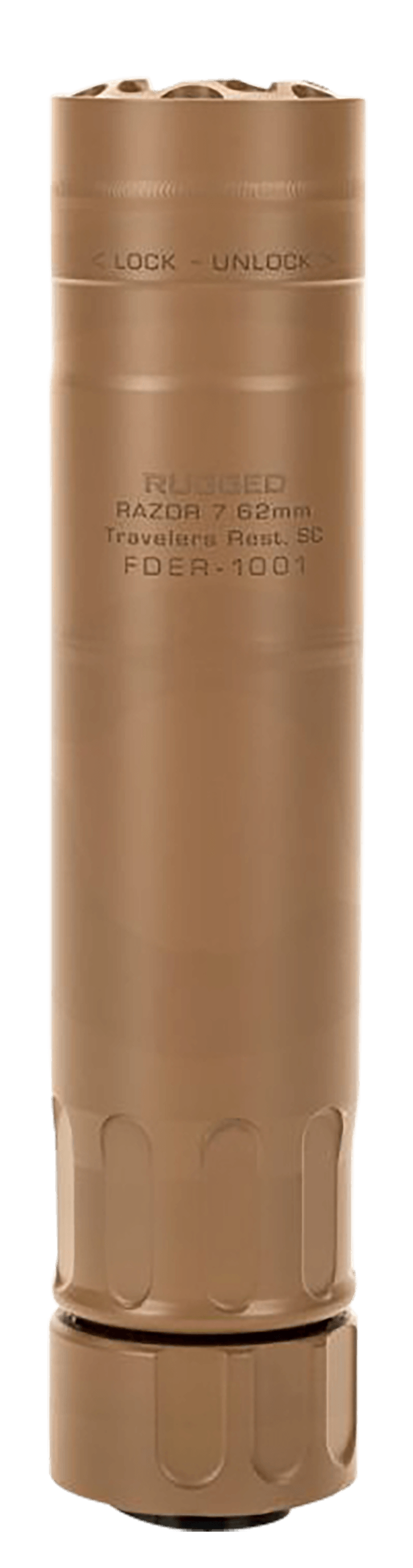 Rugged Suppressors RZRFDE762 Razor762 30 Cal (7.62mm) Rate Up To 300 RUM 6.40" L FDE Cerakote Stainless Steel 5/8"-24 tpi R3 Flash Hider Included