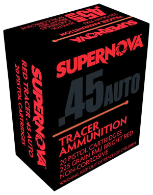 Supernova PMSN45ACR Red Tracer Non Corrosive 45 ACP 225 gr Full Metal Jacket 20rd Box