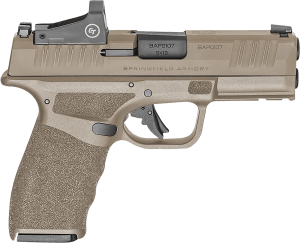 Springfield Armory HCP9379FOSPCT Hellcat Pro OSP Compact Frame 9mm Luger 15+1/17+1 3.70" Black Melonite Barrel  Flat Dark Earth Cerakote Optic Ready/Serrated Steel Slide & Frame w/Picatinny Rail  FDE Polymer Grip  Crimson Trace CTS-1500  Ambidextrous