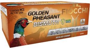Fiocchi 12GPB6 Golden Pheasant Bismuth 12Gauge 2.75" 1 1/4oz 6Shot 10rd Box