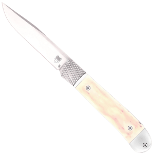 CobraTec Knives CTTHRWT Trapper Hidden Release 3.12" OTF Drop Point Plain Satin D2 Steel Blade  4.25" White Bone Scales Handle