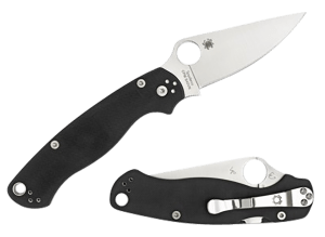 Spyderco C81GPLE2 Para Military 2  3.42" Folding Plain Satin CPM S45VN SS Blade Black Textured G10 Handle Left Hand Includes Pocket Clip