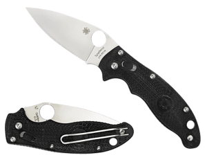 Spyderco C101PBK2 Manix 2 Lightweight 3.37" Folding Plain Satin CTS BD1 SS Blade/Black Bi-Directional Texturing FRCP Handle Includes Pocket Clip