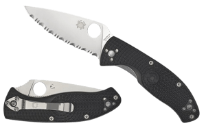Spyderco C122PSBK Tenacious Lightweight 3.39" Folding Part Serrated Satin 8Cr13MoV SS Blade/Black Bi-Directional Texturing FRN Handle Includes Pocket Clip