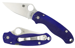 Spyderco C223GPDBL Para 3  2.95" Folding Plain Satin CPM S110V Blade/Dark Blue Textured G10 Handle Includes Pocket Clip