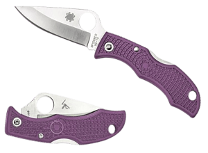 Spyderco LPRP3 Ladybug 3 Salt 1.94" Folding Plain Stonewashed H2 Steel Blade/Purple Bi-Directional Texturing FRN Handle