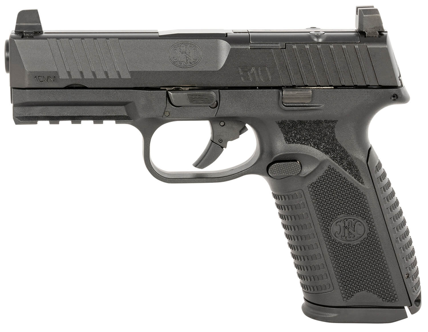 FN 66101379 510 MRD Full Size 10mm Auto 15+1 4.10" Black Target Crown Steel Barrel Black PVD Optic Cut/Serrated Steel Slide & Polymer Frame w/Picatinny Rail Ambidextrous - Image 2